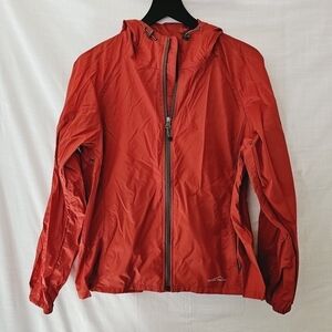 Eddie Bauer Windbreaker Water Resistant Oxide Orange Women's Hooded Jacket